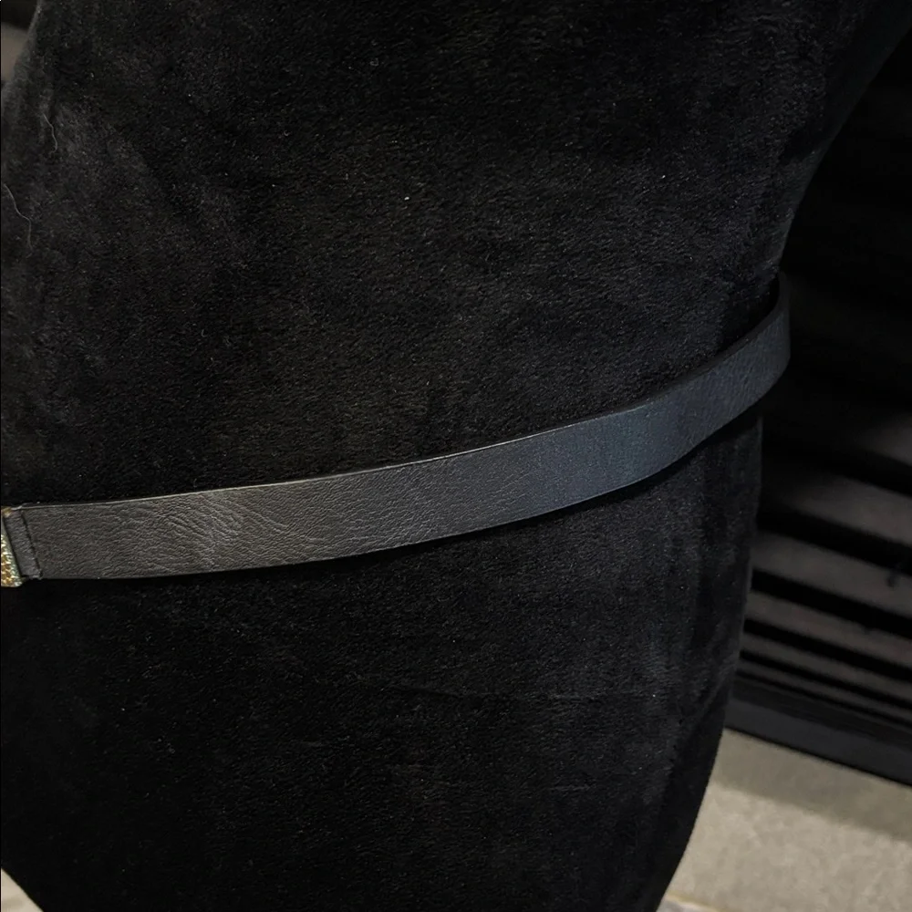 Black Elastic & Gold Square Metal Bead Front Closure Fashion Dance Club Belt 32”